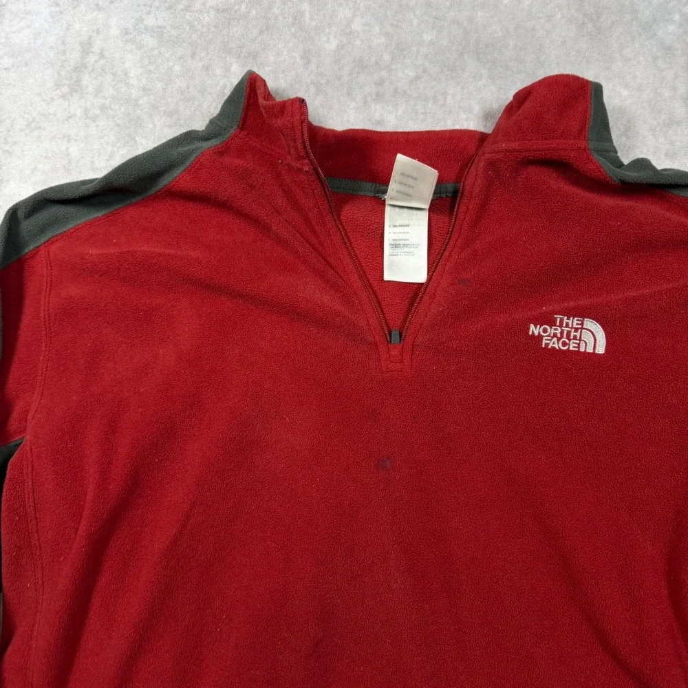 The North Face Men's XL Red Grey TKA 100 Fleece 1/4 Zip Pullover XL Hiking Gear